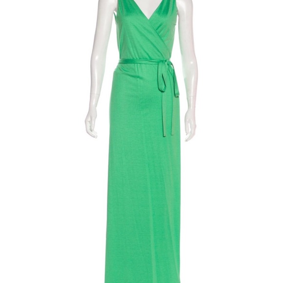 Diane Von Furstenberg Black Silk Jersey Yahzi Straight Wrap Maxi Dress 8 EPC - Picture 3 of 14